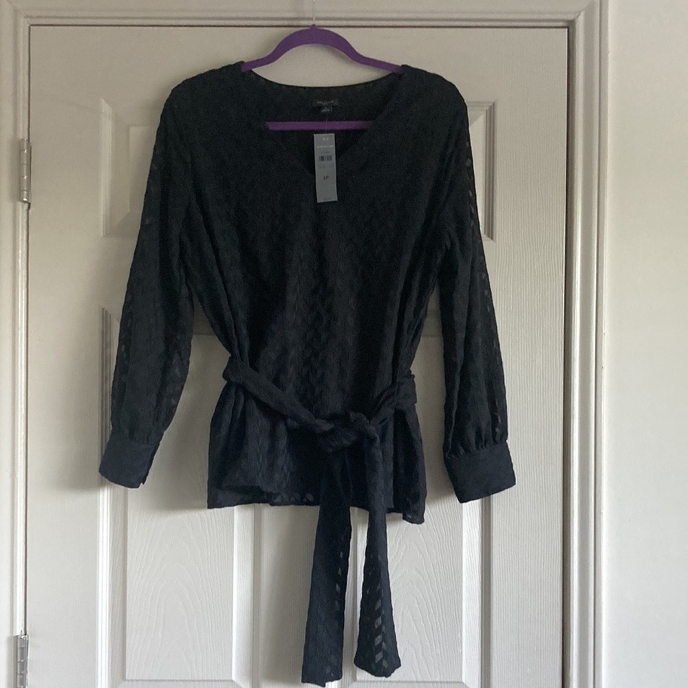 NWT Ann Taylor Petite Long Sleeve V Neck Blouse - LP (12/14P)